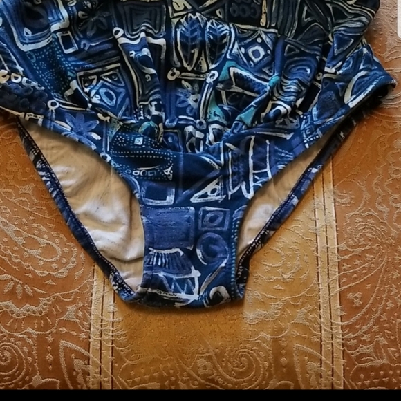 Maternity Swimsuit One Piece Blue Tribal Print ♥ - Picture 3 of 6